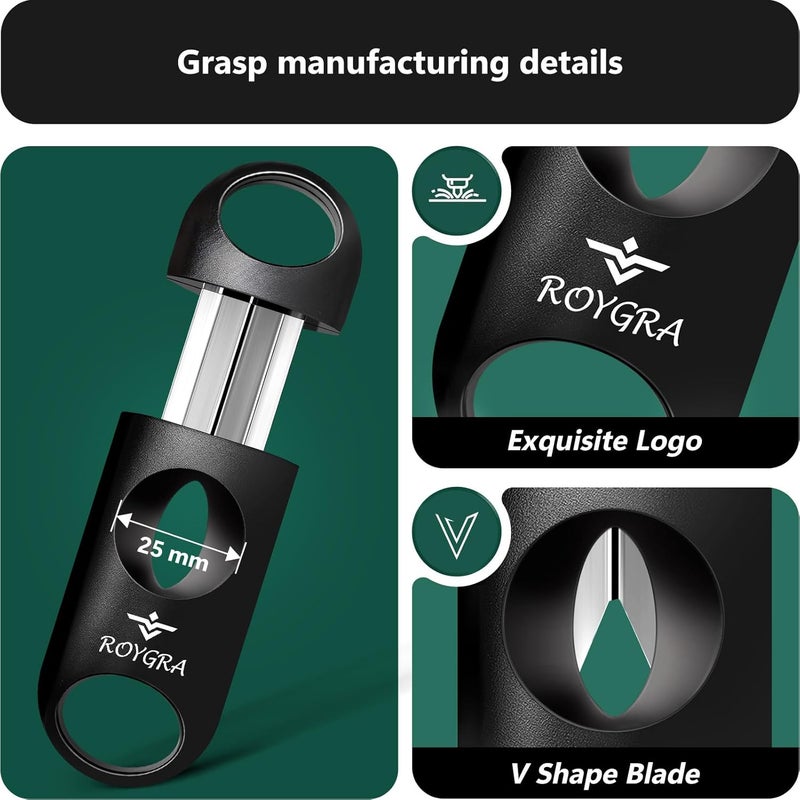 roygra V Cut Cigar Cutter Set (4 Pack), Enlarged V-Cut Fit All Cigars, Cigar Accessories for Men, Plastic Smoking Accessories Tool, Portable Sharp Clean Cut - Black - Image 3